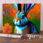 Lapin fleurs champ printemps coloré Peinture par Numéro Enfants
