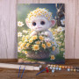 Petit singe fleurs printemps mignon Peinture par Numéro Enfants