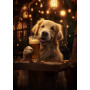 Golden Retriever au Bar : La Pause Gourmande Peinture Par Numéros Chiens