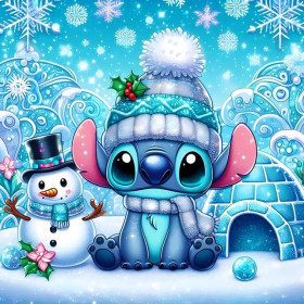 Stitch Hiver Kit Créatif Disney Bonhomme de Neige Peinture par Numéro Stitch