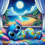 Stitch Nuit Hawaïenne Kit Créatif Disney Plage Peinture par Numéro Stitch