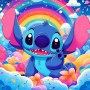 Stitch Arc-en-ciel Kit Créatif Disney Hawaï Peinture par Numéro Stitch