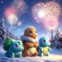 Pokémon en Hiver : Le Feu d'Artifice Magique Peinture par Numéro Pokémon