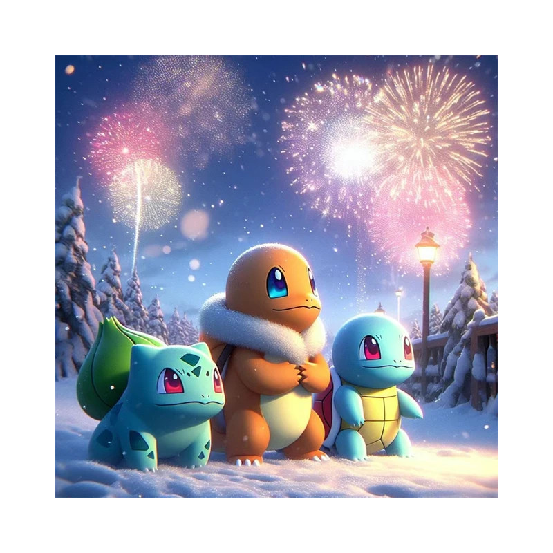 Résultat final de la peinture Pokémon en hiver.
