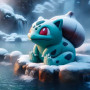 Bulbizarre aux Sources Chaudes : Détente sous la Neige Peinture par Numéro Pokémon