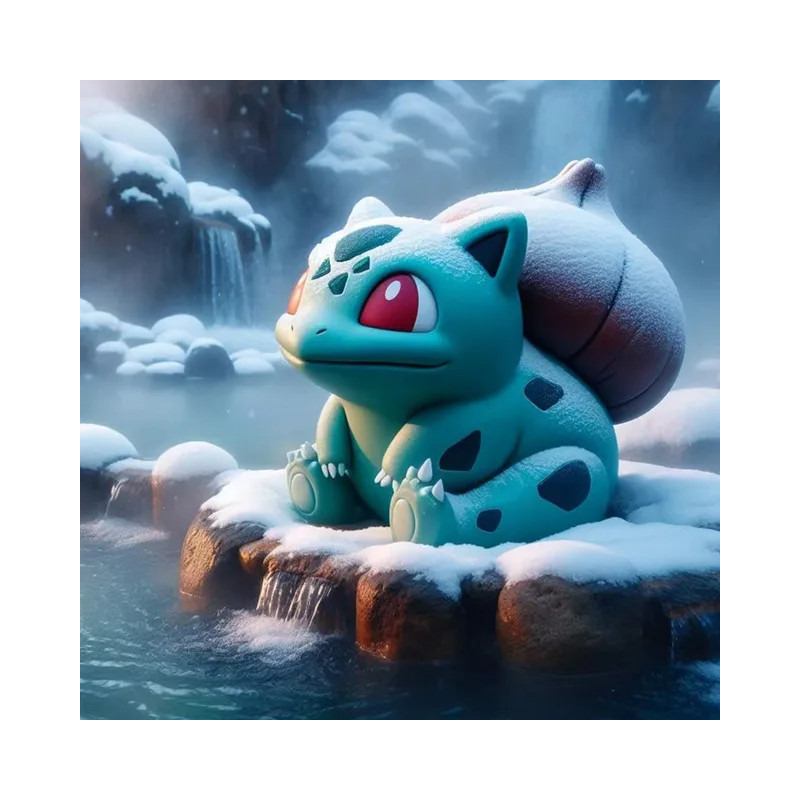 Résultat final de la peinture de Bulbizarre aux sources chaudes.