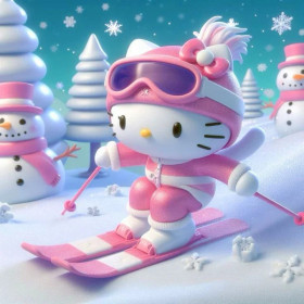 Hello Kitty Ski Rose Peinture par Numéro Disney