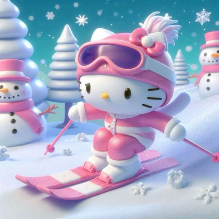 Hello Kitty Ski Rose Peinture par Numéro Disney