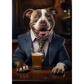Pitbull en Costume au Bar Peinture Par Numéros Chiens