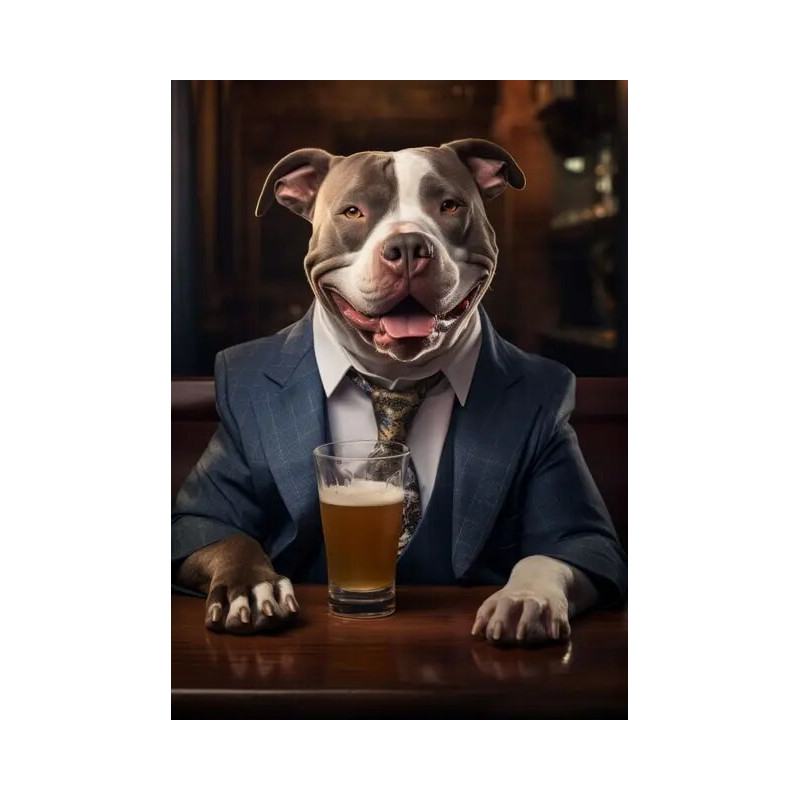 Resultat final du tableau Pitbull en Costume au Bar