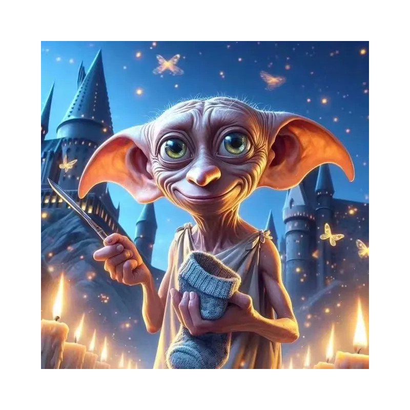 Résultat final de la peinture Dobby devant le château.