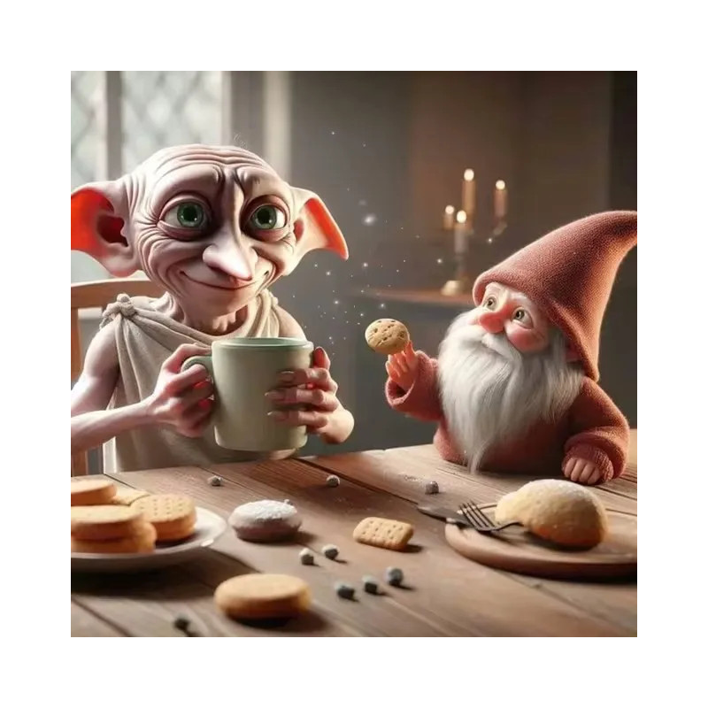 Résultat final du tableau Dobby et le Gnome au goûter.