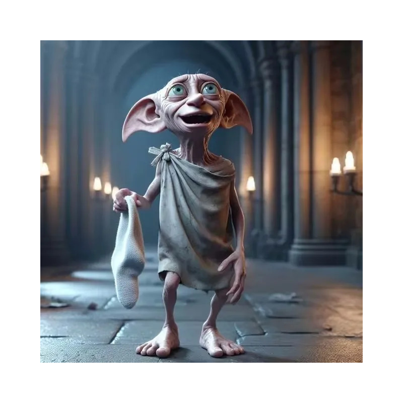 Résultat final de la peinture de Dobby libre avec sa chaussette.