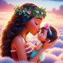 Vaiana Tendresse Maternelle Céleste Peinture par Numéro Disney
