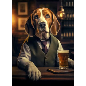 Le Beagle Gentleman au Pub Peinture Par Numéros Chiens