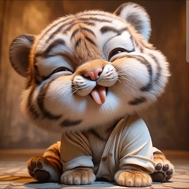 Résultat final de la peinture par numéro bébé tigre kawaii en pyjama