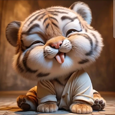 Bébé Tigre Kawaii en Pyjama Peinture par Numéro Humoristique