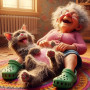 Mamie et Chat Complices Peinture par Numéro Humoristique
