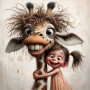 Girafe en Folie & Petite Fille Peinture par Numéro Humoristique