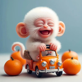 Le Petit Singe aux Oranges Peinture par Numéro Humoristique