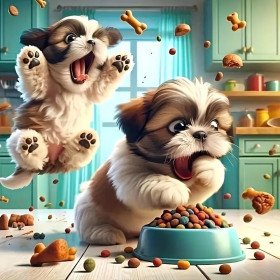 Chiots Gourmands Peinture par Numéro Humoristique
