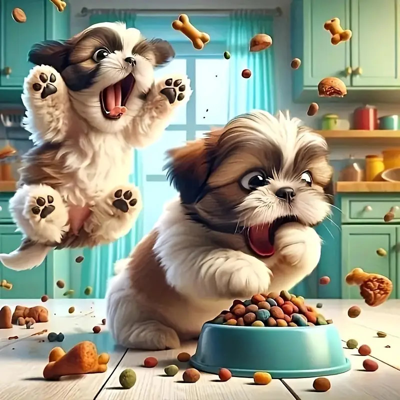 Résultat final de la peinture par numéro chiots gourmands