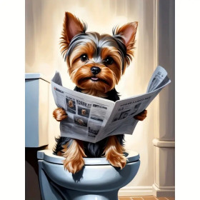 Yorkshire aux Toilettes Peinture par Numéro Humoristique