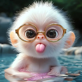Bébé Singe Amusant à la Piscine Peinture par Numéro Humoristique
