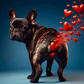 Bouledogue Français : L'Explosion de Cœurs Peinture par Numéro Humoristique