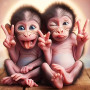 Bébés Singes Rigolos Peinture par Numéro Humoristique