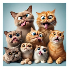 La Bande de Chats Loufoques Peinture par Numéro Humoristique
