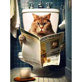 Chat aux Toilettes Peinture par Numéro Humoristique