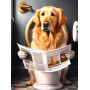 Golden Retriever aux Toilettes Peinture par Numéro Humoristique