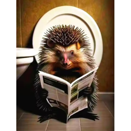 Hérisson Lecteur aux Toilettes Peinture par Numéro Humoristique