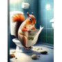 Écureuil Lecteur aux Toilettes Peinture par Numéro Humoristique