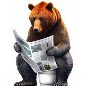 Ours Brun aux Toilettes Peinture par Numéro Humoristique