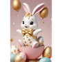Lapin de Pâques Chic : Or et Douceur Peinture par Numéro Pâques