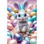 Lapin Bleu Pastel et ses Œufs de Pâques Nacrés Peinture par Numéro Pâques
