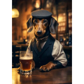 Teckel au Pub L'Élégance Vintage Peinture Par Numéros Chiens