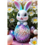 Lapin Mignon et son Œuf de Pâques aux Perles Fleuries Peinture par Numéro Pâques