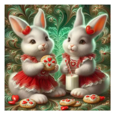 Duo de Lapins de Pâques : Le Goûter Gourmand Peinture par Numéro Saint-Valentin