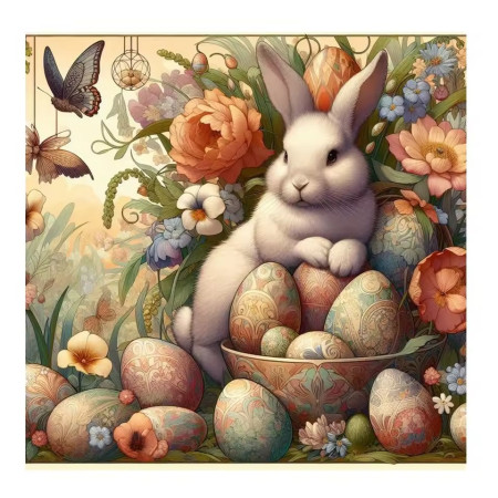 Lapin de Pâques au Style Art Nouveau : Un Printemps Magique Peinture par Numéro Pâques