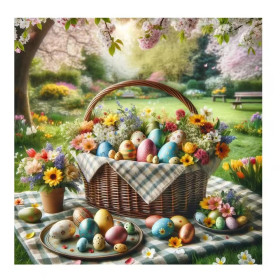 Panier de Pâques Fleuri : Déjeuner au Jardin Peinture par Numéro Pâques