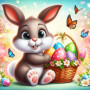 Lapin de Pâques et son Panier d'Œufs Colorés Peinture par Numéro Pâques