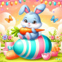 Lapin Bleu Rigolo et son Œuf Géant : Magie de Pâques Peinture par Numéro Pâques