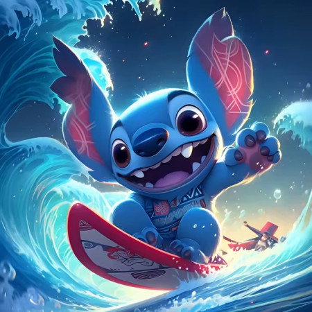 Stitch Surfeur Hawaïen Peinture par Numéro Stitch