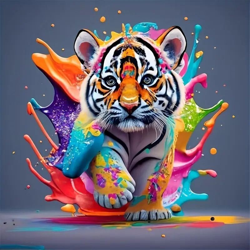 Résultat final attendu pour la peinture Bébé Tigre Splash Art