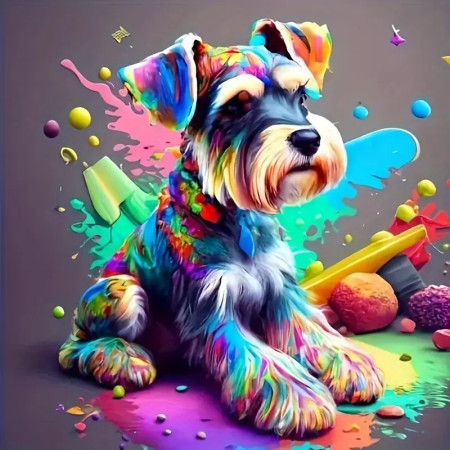 Schnauzer Arc-en-Ciel : Style Pop Art Peinture Par Numéros Chiens