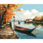 Barque d'Automne au Bord du Lac Peinture par Numéro Bateaux