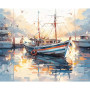 Port au Soleil Couchant et Chalutier Peinture par Numéro Bateaux